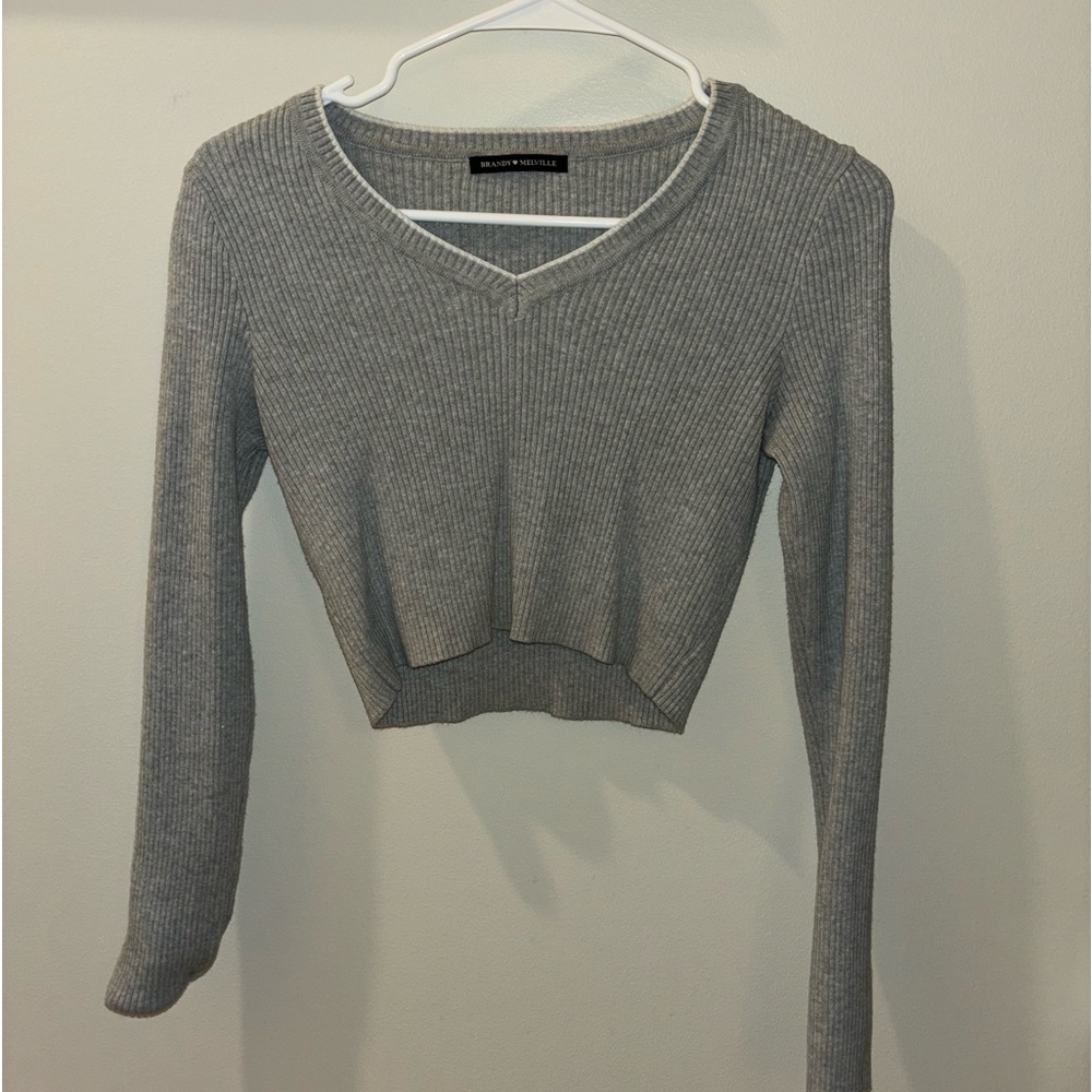 Light Gray Brandy Melville Cropped Sweater